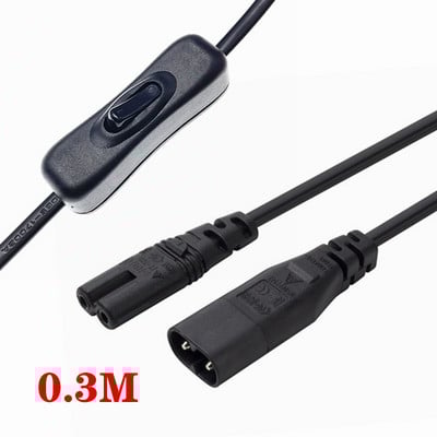 Napájací kábel C7 s prepínačom, obrázok 8, predlžovací kábel IEC 320 C8 až C7 s prepínačom zapnutia/vypnutia, napájacie káble C7 s prepínačom a krátkymi vodičmi