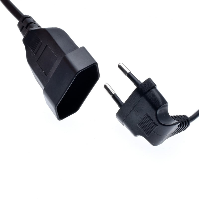 Európsky predlžovací kábel s 2-kolíkovým ohybom, samec-samica, pre PC, PDU, UPS a...