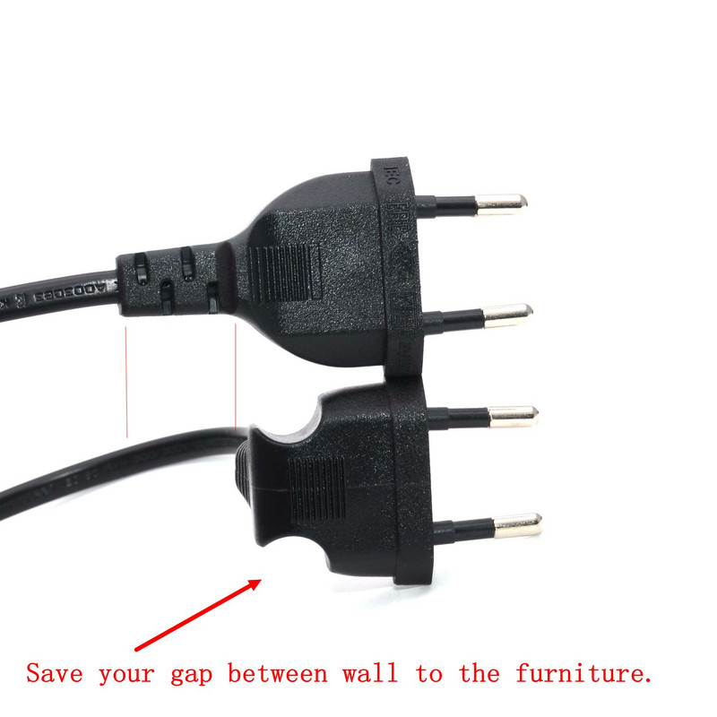 Európsky predlžovací kábel s 2-kolíkovým ohybom, samec-samica, pre PC, PDU, UPS a...