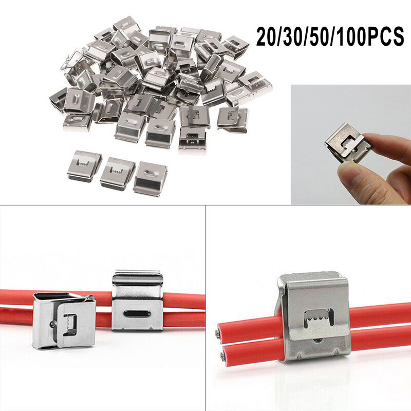 Kábelbilincs napelemes PV kábelkapcsok fotovoltaikus 20/30/50/100db 4-sarkos 2-eres kábelhez PV napelemes kábelhuzal Kiváló minőségű