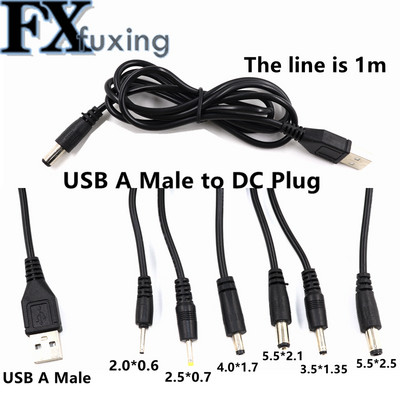 1 db USB A vīrs līdz 2,0*0,6 mm 2,5*0,7 mm 3,5*1,35 mm 4,0*1,7 mm 5,5*2,1 mm 5,5*2,5 mm 5 V līdzstrāvas spraudņa kabeļa savienotājs 5521 5525 4,0 x 1,7 250