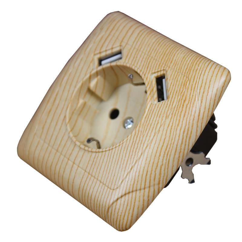 2019 novi stil USB zidna utičnica Besplatna dostava Dvostruki USB priključak 5V 2A utičnica u boji drveta drva usb murale steckdose LLAW-04