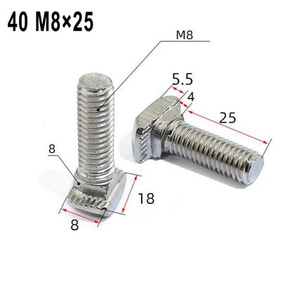 Odolné vysoko kvalitné praktické kladivové skrutky T-skrutka pre hliníkové profily, príslušenstvo, sada skrutiek do skleníkov, matica