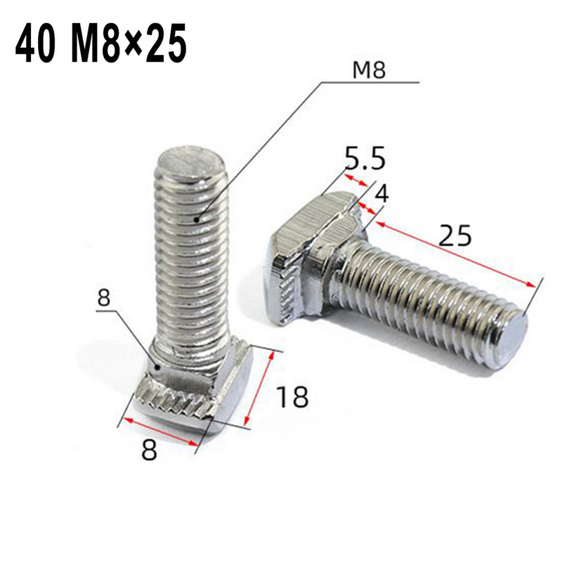 Odolné vysoko kvalitné praktické kladivové skrutky T-skrutka pre hliníkové profily, príslušenstvo, sada skrutiek do skleníkov, matica