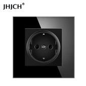 16A Zásuvka do steny Európa Rusko Španielsko Nemecko Biela Čierna Sivá Krištáľové sklenené panely Domáce vylepšenia 82*82 mm