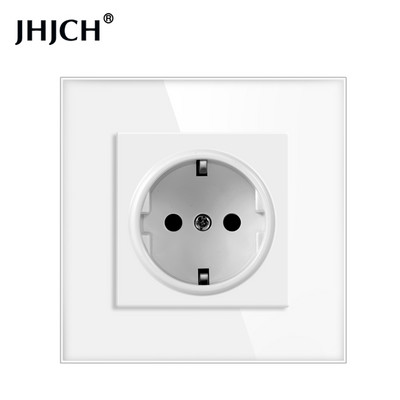 16A Zásuvka do steny Európa Rusko Španielsko Nemecko Biela Čierna Sivá Krištáľové sklenené panely Domáce vylepšenia 82*82 mm