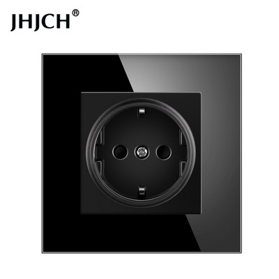 16A Zásuvka do steny Európa Rusko Španielsko Nemecko Biela Čierna Sivá Krištáľové sklenené panely Domáce vylepšenia 82*82 mm