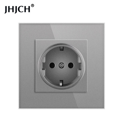 16A Zásuvka do steny Európa Rusko Španielsko Nemecko Biela Čierna Sivá Krištáľové sklenené panely Domáce vylepšenia 82*82 mm