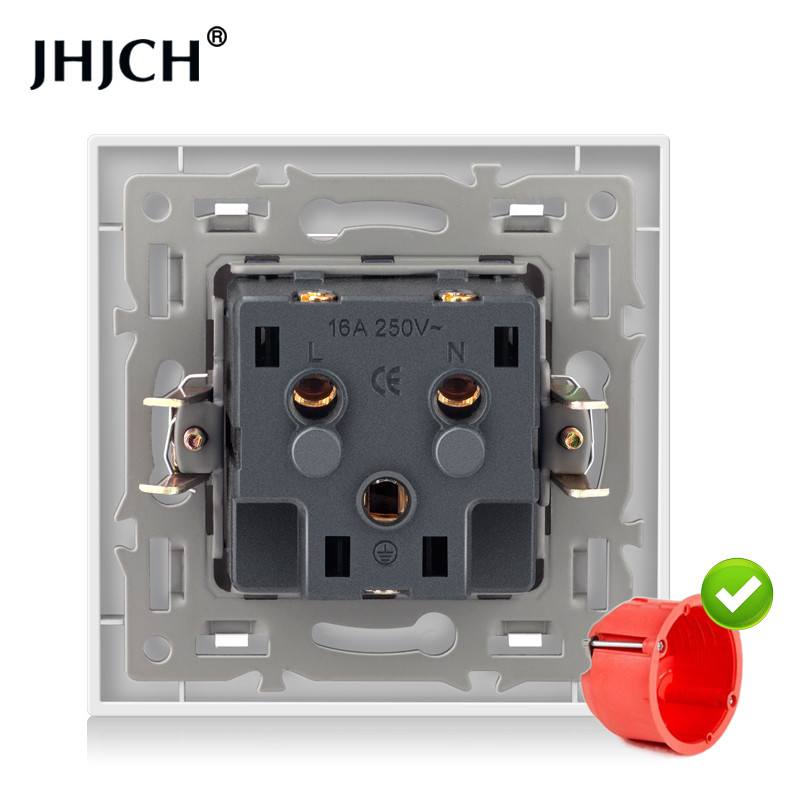 16A Zásuvka do steny Európa Rusko Španielsko Nemecko Biela Čierna Sivá Krištáľové sklenené panely Domáce vylepšenia 82*82 mm