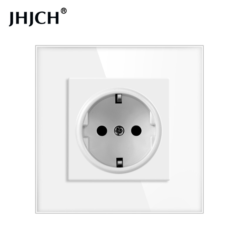 16A Zásuvka do steny Európa Rusko Španielsko Nemecko Biela Čierna Sivá Krištáľové sklenené panely Domáce vylepšenia 82*82 mm