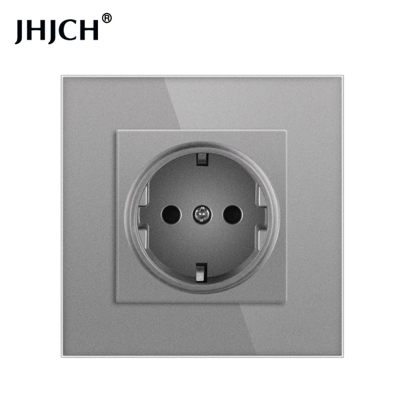 16A Zásuvka do steny Európa Rusko Španielsko Nemecko Biela Čierna Sivá Krištáľové sklenené panely Domáce vylepšenia 82*82 mm