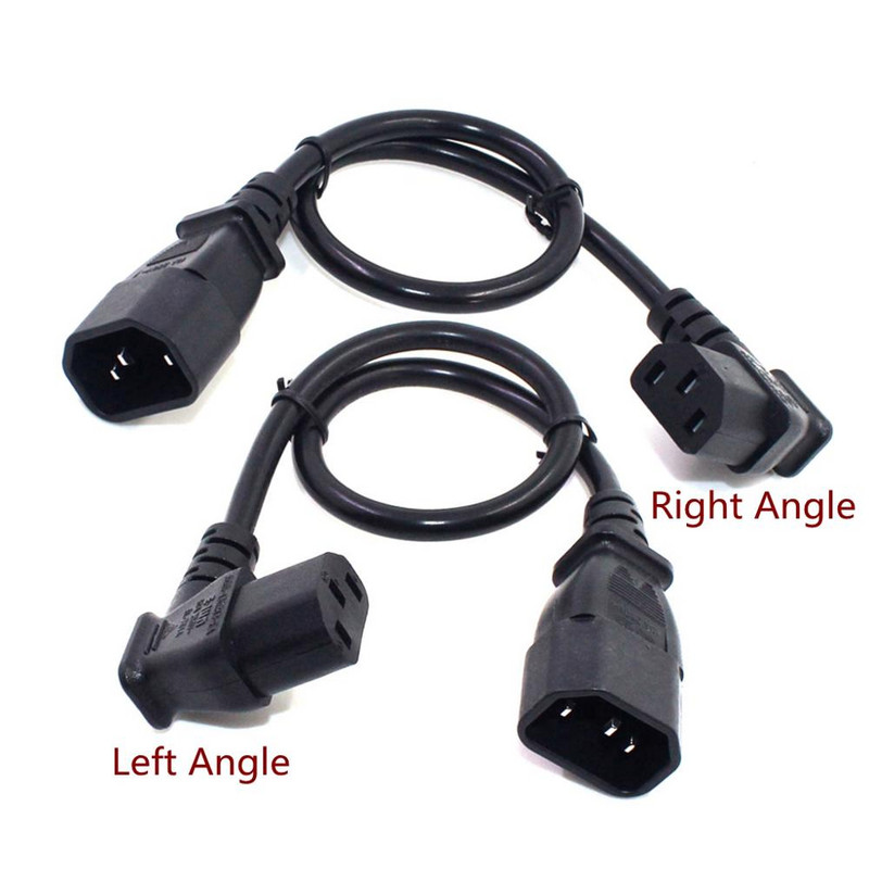 IEC60320 C13 Ъглов преобразувател Ъглов удължителен кабел C13 до C14 PDU Ъглови захранващи кабели мъжки към женски AC захранващ кабел 10A 250V