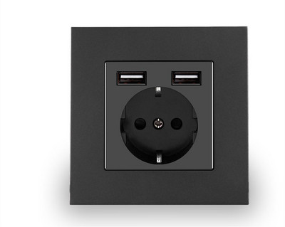 Nástenná USB zásuvka, mnoho nových štýlov panelov, zásuvka do spálne, AC 110V-250V 16A vstavaná, dvojitá USB zásuvka v štandarde EÚ