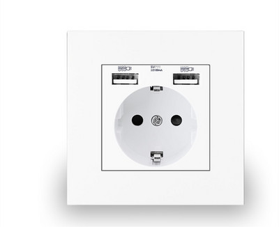 Nástenná USB zásuvka, mnoho nových štýlov panelov, zásuvka do spálne, AC 110V-250V 16A vstavaná, dvojitá USB zásuvka v štandarde EÚ