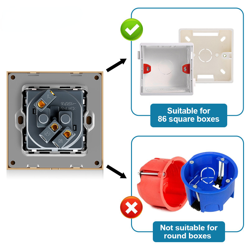 Francia szabványos csatlakozó, üvegfal, francia tápegység, 16a 220V földelő aljzat, gyermekvédelmi ajtó