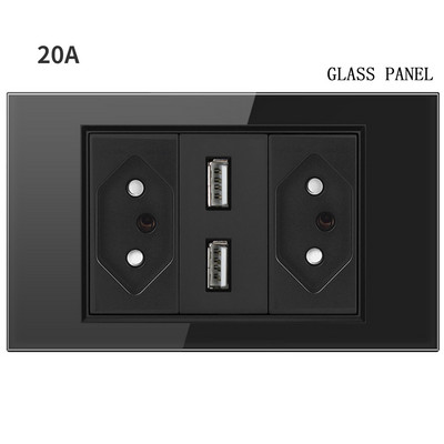 20A Brazilia Priză de perete USB Tomada&Type C Presostat de alimentare Plastic temperat/Sticlă Poziție panou Priză Jack Priză Acasă Birou