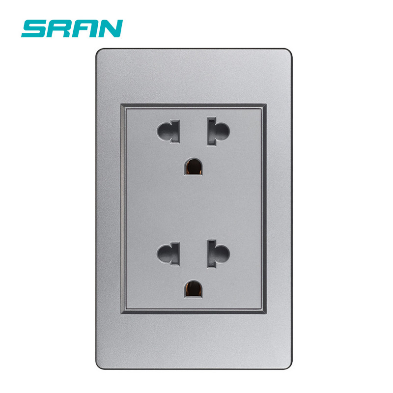 SRAN Type-C USB Dual Thailand Zásuvka 5V 2.1A PC Ohňovzdorná 118mm Panel USB C Dvojitá thajská zásuvka Biela/Čierna/Sivá