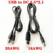 1 db USB-DC 5,5*2,1 mm-es 2,5 mm-es tápkábel DC táp töltőcsatlakozó 5A 10A nagyáramú USB töltő tápkábel gyorscsatlakozó