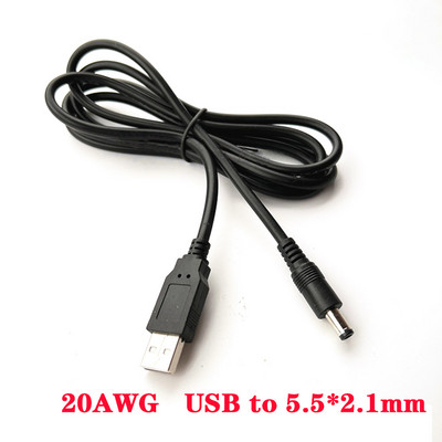 1 db USB-DC 5,5*2,1 mm-es 2,5 mm-es tápkábel DC táp töltőcsatlakozó 5A 10A nagyáramú USB töltő tápkábel gyorscsatlakozó