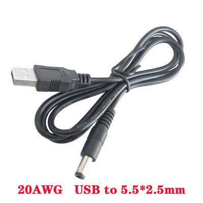 1 db USB-DC 5,5*2,1 mm-es 2,5 mm-es tápkábel DC táp töltőcsatlakozó 5A 10A nagyáramú USB töltő tápkábel gyorscsatlakozó
