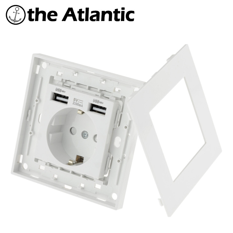 ЕС захранващ контакт с USB за дома Двоен USB щепсел 86*86 мм USB стенен контакт LED 16A Корейски електрически контакт