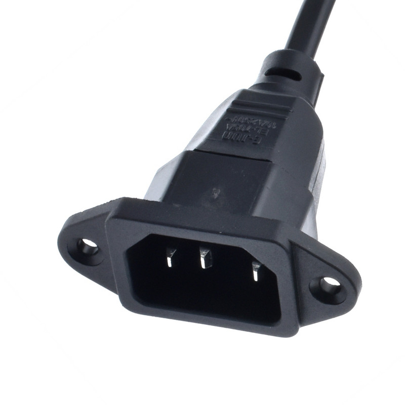 IEC320 C14 kuni C13 pikendusjuhe, C14 kruviaukudega ja C13 täisnurkne lühike, 30 cm pikk, H05VV-F 3G 0,75 mm