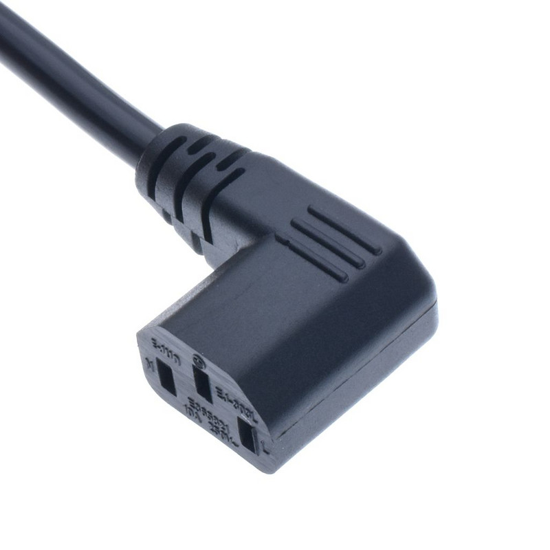 IEC320 C14 kuni C13 pikendusjuhe, C14 kruviaukudega ja C13 täisnurkne lühike, 30 cm pikk, H05VV-F 3G 0,75 mm