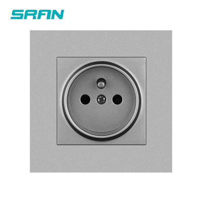 SRAN franču sienas barošanas ligzda ar zemējumu 16A kontaktligzda ar bērnu aizsargdurvīm melns/balts/zelts/pelēks datora panelis 86mm*86mm