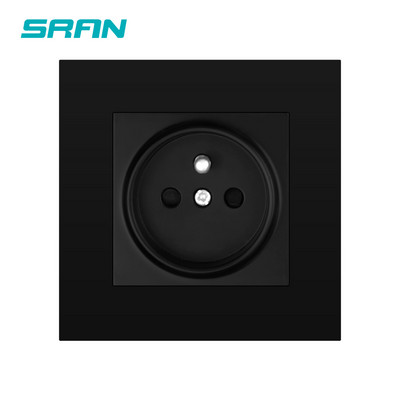 SRAN franču sienas barošanas ligzda ar zemējumu 16A kontaktligzda ar bērnu aizsargdurvīm melns/balts/zelts/pelēks datora panelis 86mm*86mm