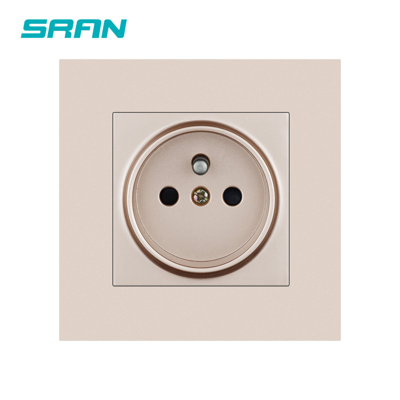 SRAN franču sienas barošanas ligzda ar zemējumu 16A kontaktligzda ar bērnu aizsargdurvīm melns/balts/zelts/pelēks datora panelis 86mm*86mm