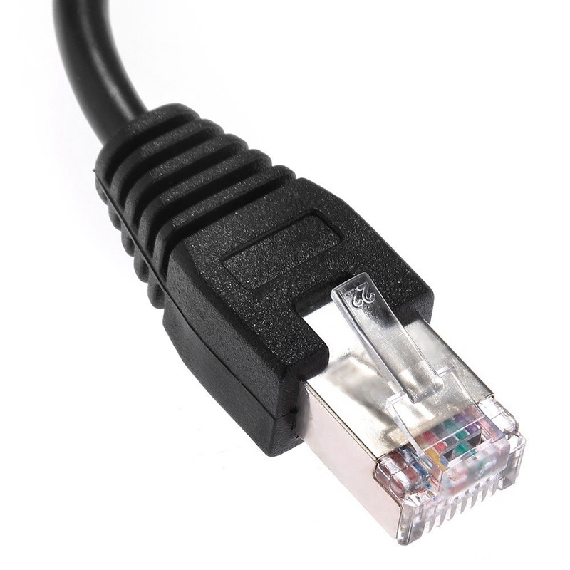 1FT RJ45 samec-samica skrutkovací predlžovací kábel Ethernet LAN pre montáž na panel