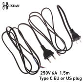 Biely čierny 2-pinový odizolovaný predlžovací kábel pre USA a EÚ, napájací kábel SR, európsky americký napájací kábel AC pre LED osvetlenie