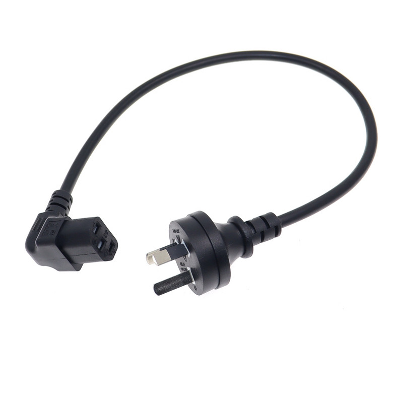 Ausztrália 10A IEC 320 C13 tápkábel, kínai 3 tűs tápadapter töltő Monitorkábel Felfelé ferde IEC320 C13,50cm