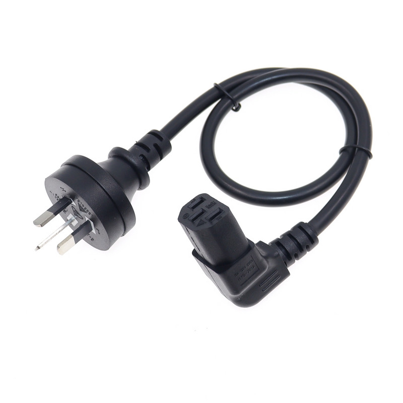 Ausztrália 10A IEC 320 C13 tápkábel, kínai 3 tűs tápadapter töltő Monitorkábel Felfelé ferde IEC320 C13,50cm