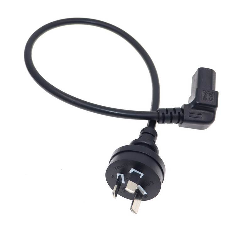 Ausztrália 10A IEC 320 C13 tápkábel, kínai 3 tűs tápadapter töltő Monitorkábel Felfelé ferde IEC320 C13,50cm