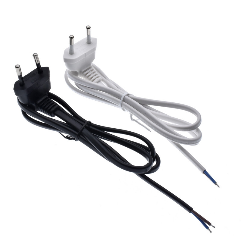 90 laipsnių ES kištuko maitinimo kabelis 1 m susukamas laidas Euro maitinimo ilgintuvas kintamosios srovės laidas, skirtas kištukinės lempos lemputei projekto elektronika