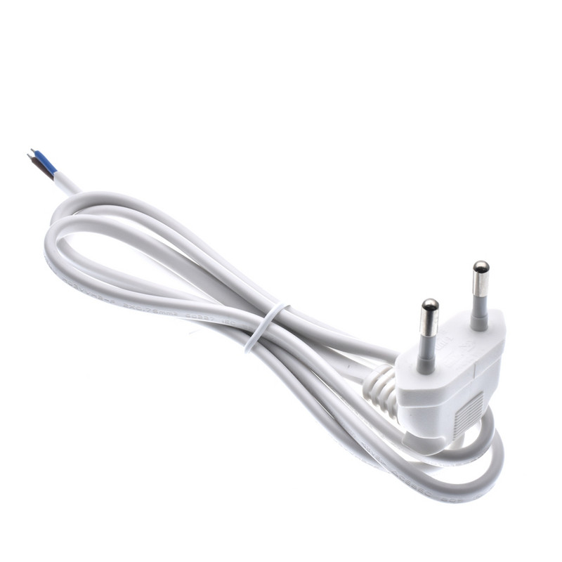 90 laipsnių ES kištuko maitinimo kabelis 1 m susukamas laidas Euro maitinimo ilgintuvas kintamosios srovės laidas, skirtas kištukinės lempos lemputei projekto elektronika