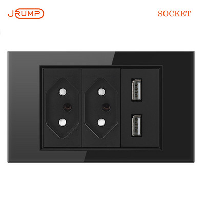 Brazil aljzatú fali kapcsoló USB kimenet különböző kombinációk luxus edzett üveg panel