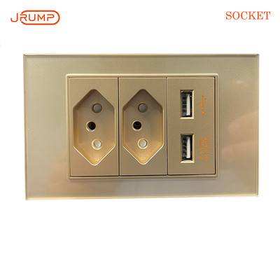 Brazil aljzatú fali kapcsoló USB kimenet különböző kombinációk luxus edzett üveg panel