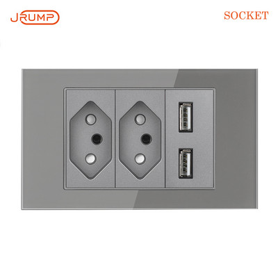 Brazil aljzatú fali kapcsoló USB kimenet különböző kombinációk luxus edzett üveg panel