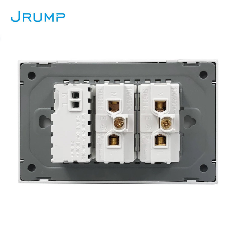 Brazil aljzatú fali kapcsoló USB kimenet különböző kombinációk luxus edzett üveg panel