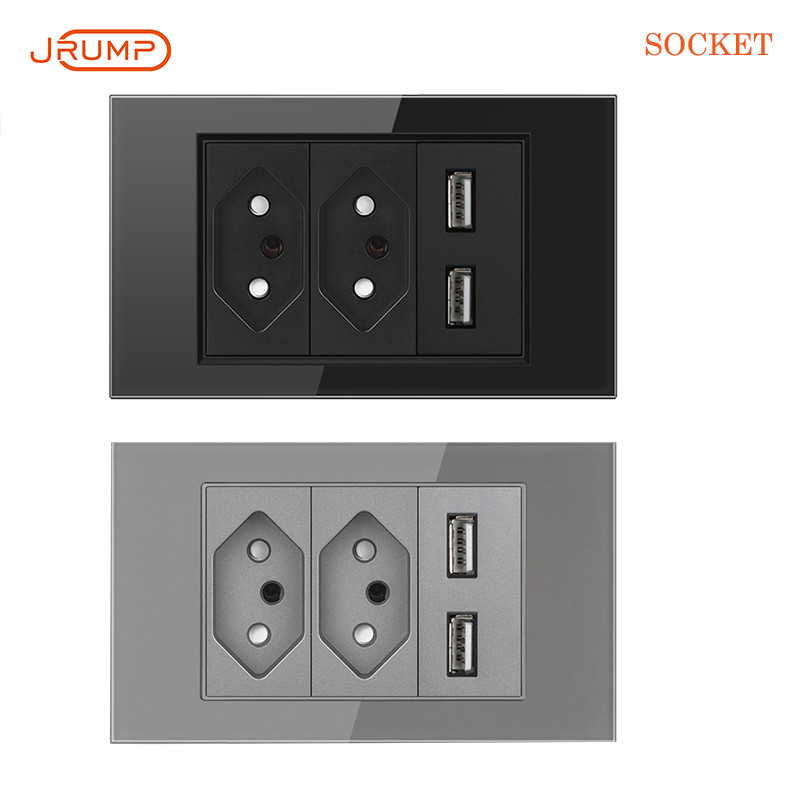 Brazil aljzatú fali kapcsoló USB kimenet különböző kombinációk luxus edzett üveg panel