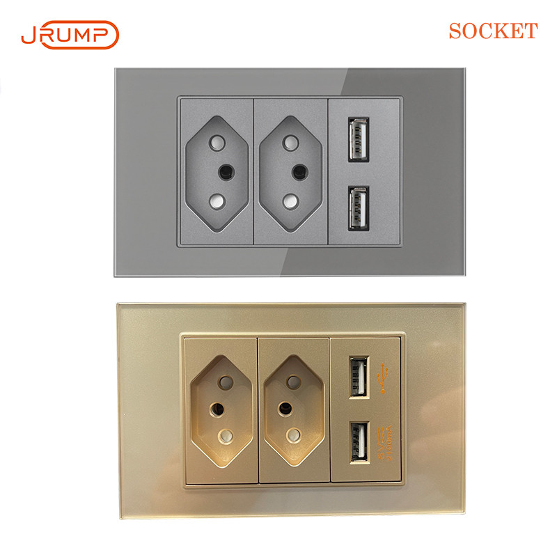 Brazil aljzatú fali kapcsoló USB kimenet különböző kombinációk luxus edzett üveg panel