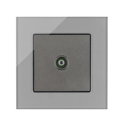 Internet csatlakozóaljzatok, szürke üvegfal fali aljzat, telefon RJ45 hálózati port PC adatcsatlakozó, vezetékes TV műhold adat csatlakozó aljzatok