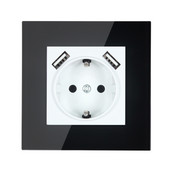 2020. aasta uus disain USB seinapistikupesa must värv akrüül Imiteeriv klaasist plaastriraam Tasuta kohaletoimetamine Topelt USB-port 5V 2A USB KDW-01