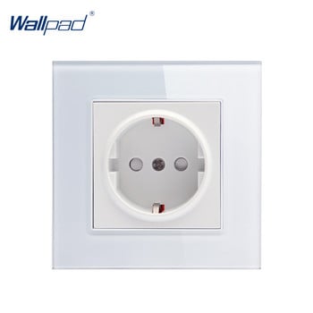 EU Power Socket Plug Grounded Glass Panel Wallpad 16A Πρότυπο ΕΕ ηλεκτρική πρίζα τοίχου 86mm * 86mm