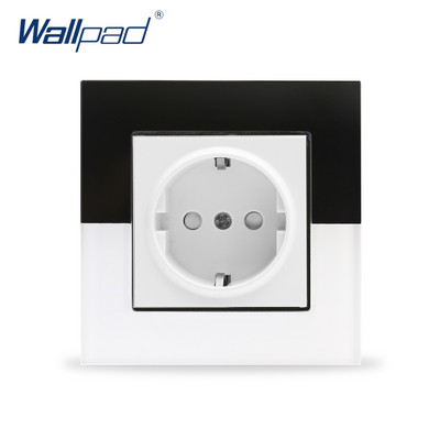 EU konnektor csatlakozó földelt üveglap 16A EU szabvány elektromos fali aljzat 86mm * 86mm