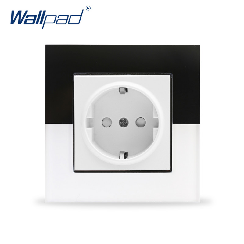 EU konnektor csatlakozó földelt üveglap 16A EU szabvány elektromos fali aljzat 86mm * 86mm