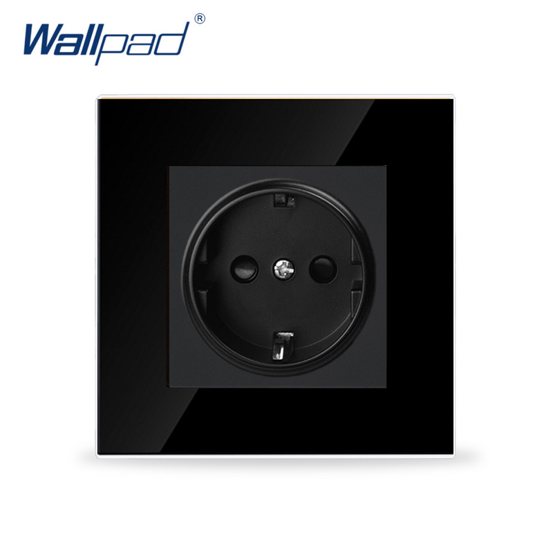 EU konnektor csatlakozó földelt üveglap 16A EU szabvány elektromos fali aljzat 86mm * 86mm