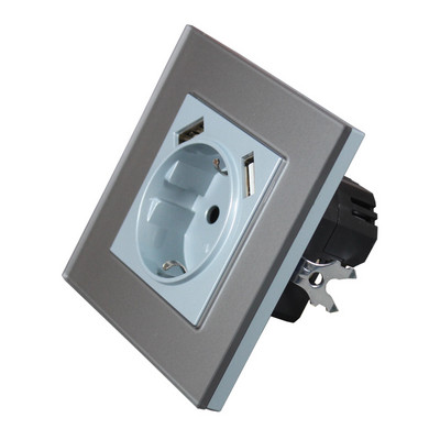 Nová USB zásuvka na nabíjanie telefónu Doprava zdarma Dvojitý USB port 5V 2A USB zásuvka do steny USB nástenná zlatá farba F1-01JJ